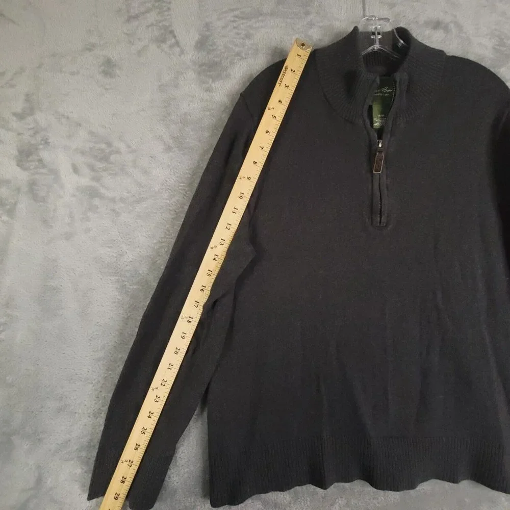 Eddie Bauer Mens Sweater Pullover Crew Mock Neck Knit 1/4 Zip‎ Black XL - Picture 5 of 7